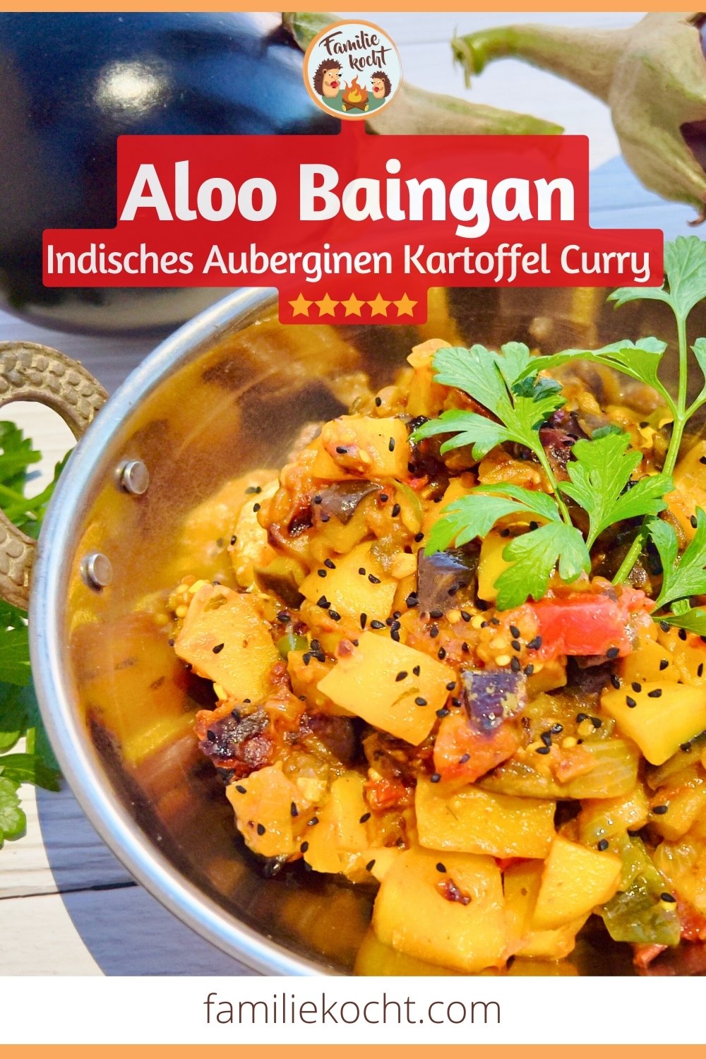 Aloo Baingan Indisches Auberginen Kartoffel Curry