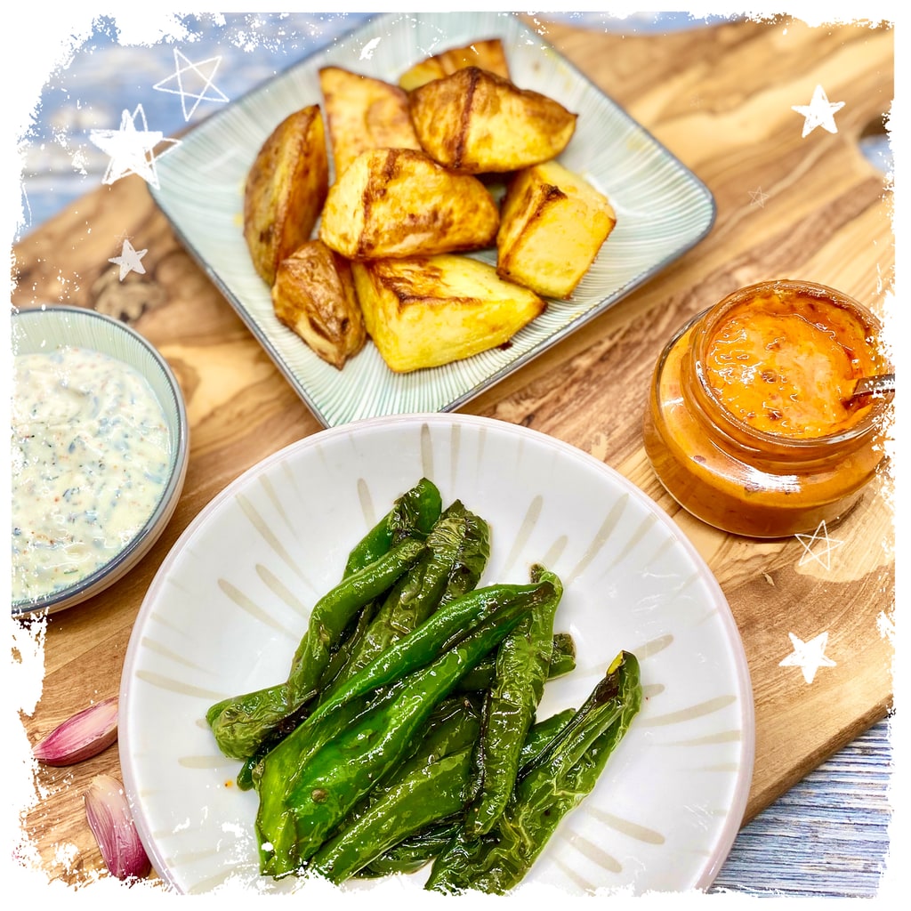 Bratpaprika Mit Ofenkartoffeln Pimientos De Padron