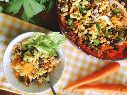 Risoni Salat mit Schwarzen Bohnen und Karotten ♥ Rezept